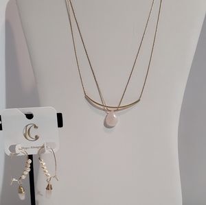 Charming Charlie Shrt Gold Necklace Earring NEW